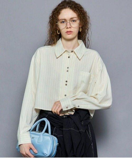 ブラウス シャツ 「25AW PRE-ORDER」Tuck Stripe Short Shirt/タックストライプショートシャツ「MAISON SPE
