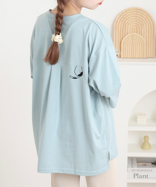 Quelle Chance（ケルシャンス） tシャツ 猫刺繍七分袖BigTシャツ