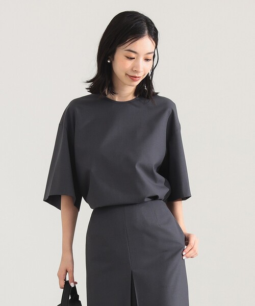 Demi-Luxe BEAMS - 美品◯デミルクスビームス　トリアセタックペプラムプルオーバー 22FO ネイビー Demi-Luxe BEAMS（デミルクス ビームス） ブラウス シャツ シャツ
