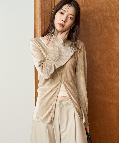 【極美品】プリーツプリーズ 1997 アーカイブ ベロアMIX タンクトップ FREAK'S STORE（フリークスストア） tシャツ 限定展開 楊柳 ベロア