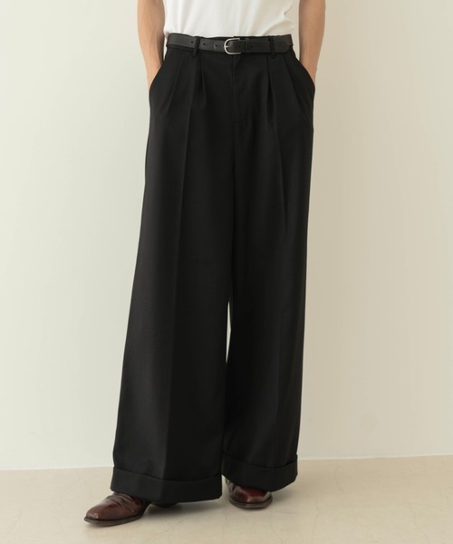 「Camphor wood」 スラックス MEDIUM ブラック メンズ Camphor wood 「Camphor wood」 スラックス MEDIUM ブラック