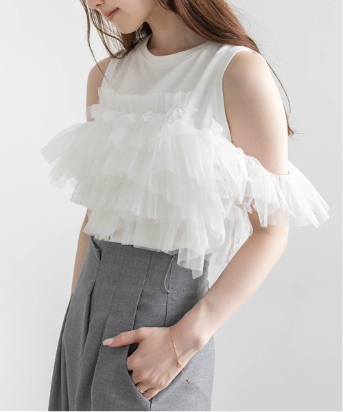 「RANDA」 ノースリーブトップス FREE ホワイト レディース_画像3