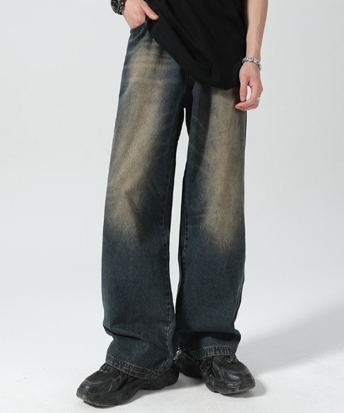 ワイドパンツ ジーンズ Smog Beam Baggyセンターフェードバギーデニム