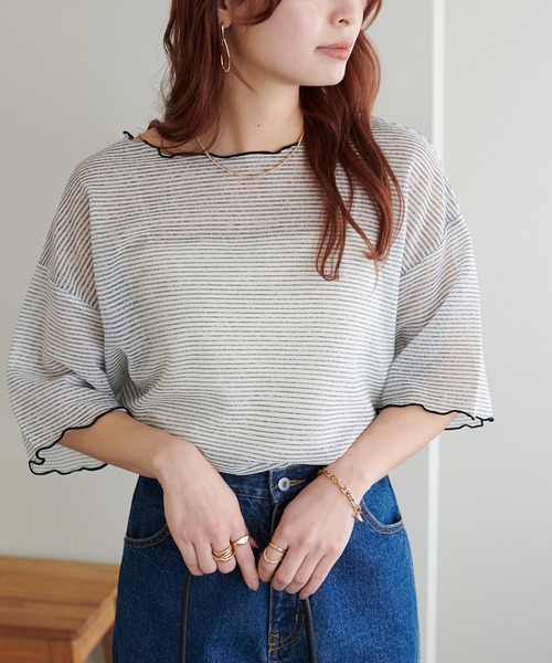 「DISCOAT」 半袖カットソー FREE ベージュ レディース_画像4