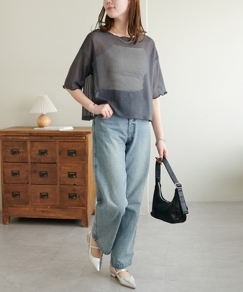 「DISCOAT」 半袖カットソー FREE ベージュ レディース_画像6