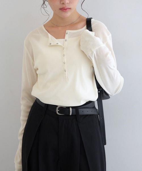 andme（アンドミー） ヘンリーネック tシャツ ベロアチュールヘンリー