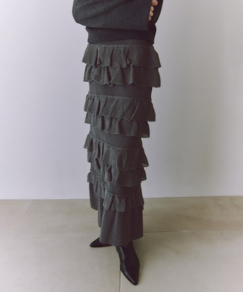 ADAM ET ROPE'（アダムエロペ） スカート フリルニットスカート