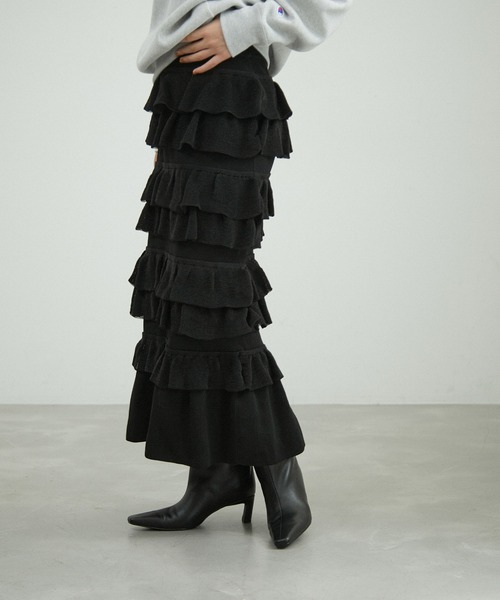 ADAM ET ROPE'（アダムエロペ） スカート フリルニットスカート