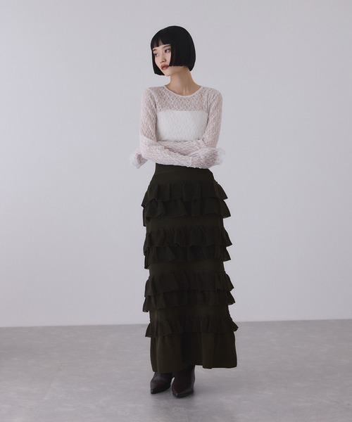 ADAM ET ROPE'（アダムエロペ） スカート フリルニットスカート