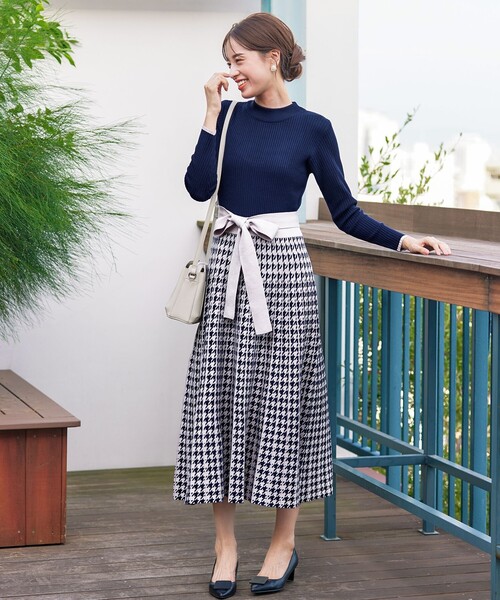 Tiaclasse ニットワンピース 9号 ネイビー レディース : ZOZOTOWN