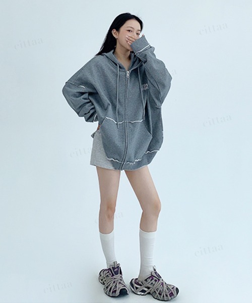 Dalfwin（ダールフィン） パーカー 韓国ファッション OISISダメージ