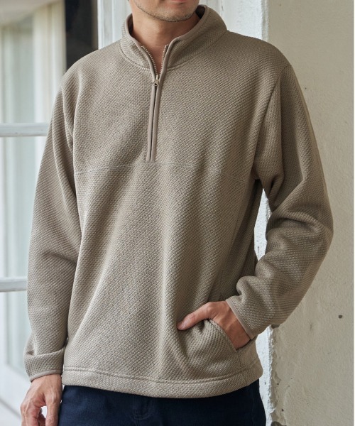 ikka（イッカ） トレーナー スウェット ツイルジャカード裏起毛ハーフ