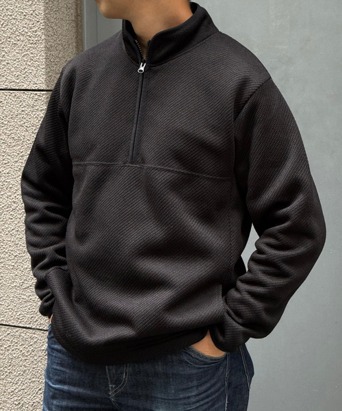 ikka（イッカ） トレーナー スウェット ツイルジャカード裏起毛ハーフ