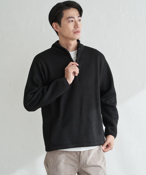 ikka（イッカ） トレーナー スウェット ツイルジャカード裏起毛ハーフ