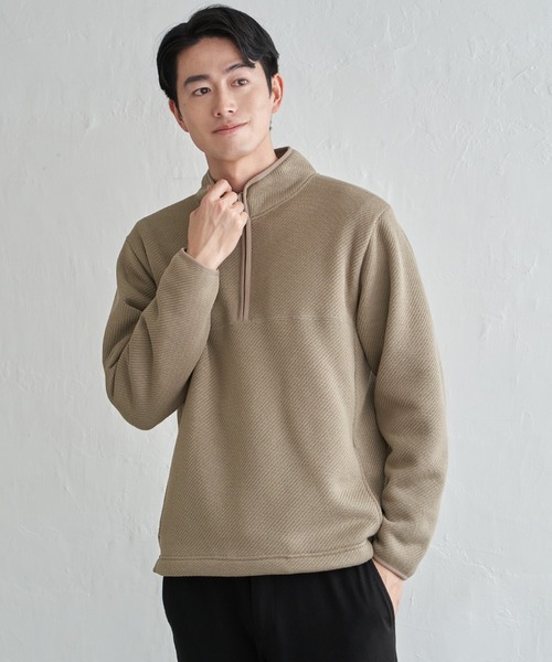 ikka（イッカ） トレーナー スウェット ツイルジャカード裏起毛ハーフ