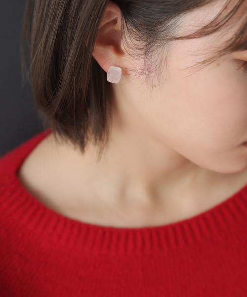 Lilas K10 ピアス Lilas ピアス ラウンド*キューブバイカラーピアス K10（片耳