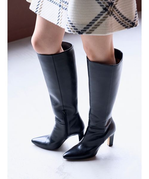 SNIDEL スナイデル スクエアロングブーツ L 24cm ブラック SNIDEL - 24年モデル スナイデル スクエアロングブーツ L 24cm