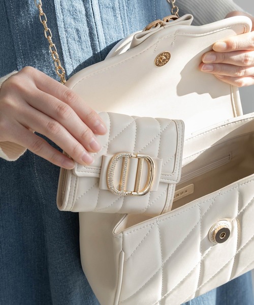 RANDA ランダ　ビジューパーツキルティング三つ折りウォレット　財布 ビジューパーツキルティング三つ折りウォレット（財布）｜RANDA
