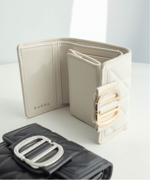 RANDA（ランダ） 財布 ビジューパーツキルティング三つ折りウォレット