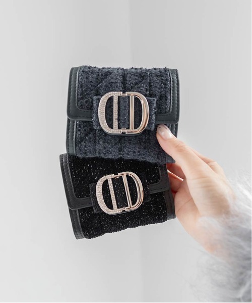 RANDA（ランダ） 財布 ビジューパーツキルティング三つ折りウォレット