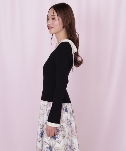 肩リボントップス JILL 人気商品 肩リボン配色ニット | JILL by JILL STUART（ジル バイ ジル