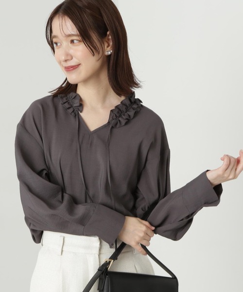 「N.（N. Natural Beauty Basic）」 長袖ブラウス MEDIUM チャコールグレー レディース_画像2