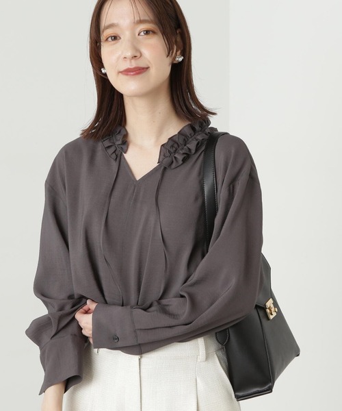 「N.（N. Natural Beauty Basic）」 長袖ブラウス MEDIUM チャコールグレー レディース_画像3