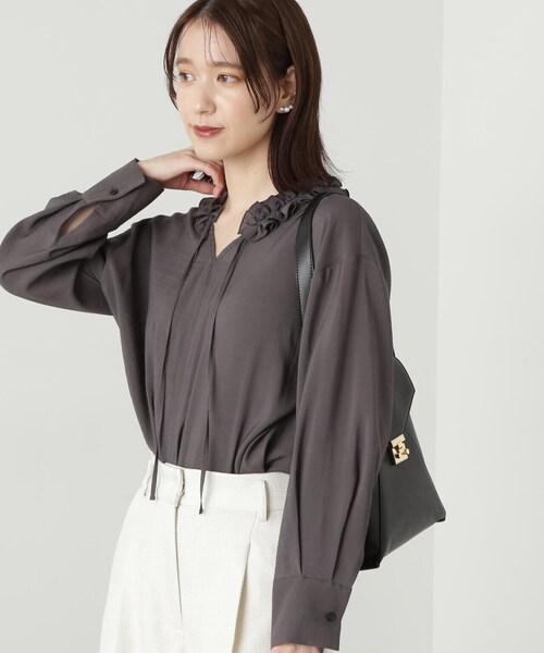 「N.（N. Natural Beauty Basic）」 長袖ブラウス MEDIUM チャコールグレー レディース_画像4