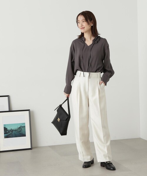 「N.（N. Natural Beauty Basic）」 長袖ブラウス MEDIUM チャコールグレー レディース_画像5