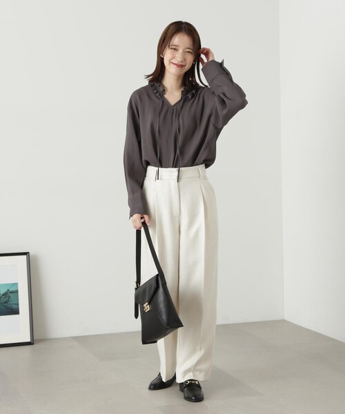 「N.（N. Natural Beauty Basic）」 長袖ブラウス MEDIUM チャコールグレー レディース_画像6
