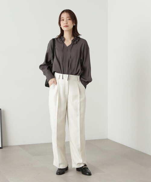 「N.（N. Natural Beauty Basic）」 長袖ブラウス MEDIUM チャコールグレー レディース_画像7