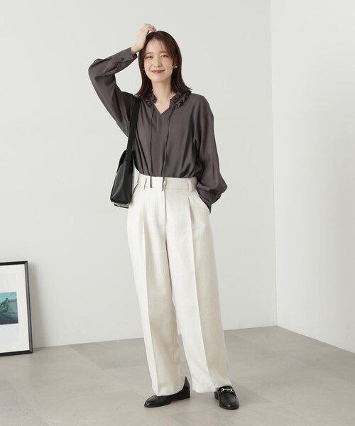 「N.（N. Natural Beauty Basic）」 長袖ブラウス MEDIUM チャコールグレー レディース_画像8