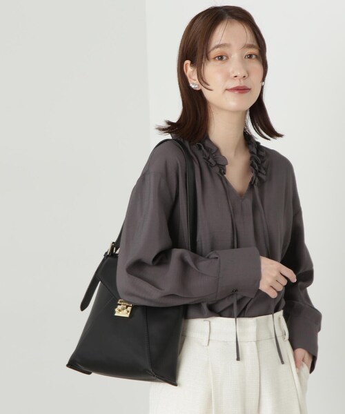 「N.（N. Natural Beauty Basic）」 長袖ブラウス MEDIUM チャコールグレー レディース_画像9