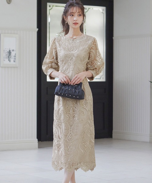 「niana」 7分袖ワンピース M ライトグレー レディース_画像5