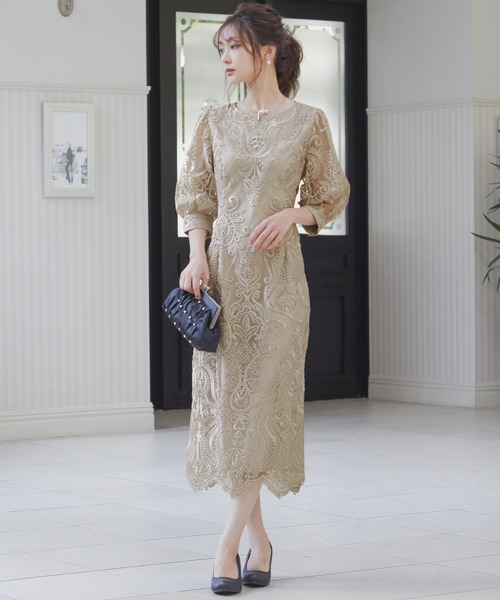 「niana」 7分袖ワンピース M ライトグレー レディース_画像6