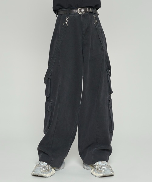 「ADAMASTE」 カーゴパンツ LARGE ブラック メンズ_画像3