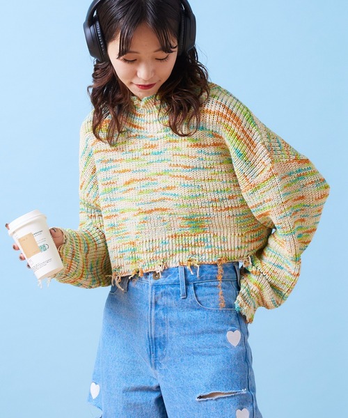 「HELLO.SANFRANCISCO」 長袖ニット ONE SIZE グリーン レディース_画像2