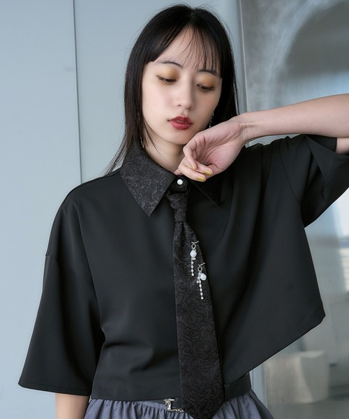 HARE ネクタイシャツ レディース HARE（ハレ） ブラウス シャツ パーツツキネクタイシャツ(HARE