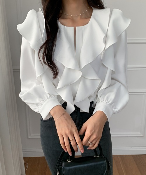 「ABITOKYO」 長袖ブラウス X-LARGE ホワイト レディース_画像9