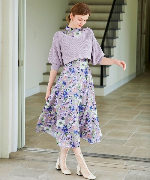 「AND COUTURE」 コンビワンピース MEDIUM パープル レディースの画像