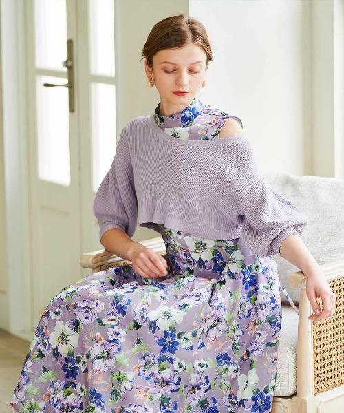 「AND COUTURE」 コンビワンピース MEDIUM パープル レディースの画像