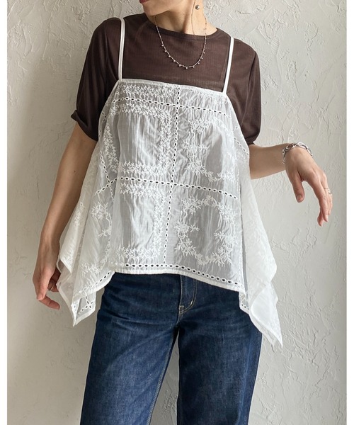 She's Closet キャミソール 花柄 刺繍レース エンブロイダリー パッチ