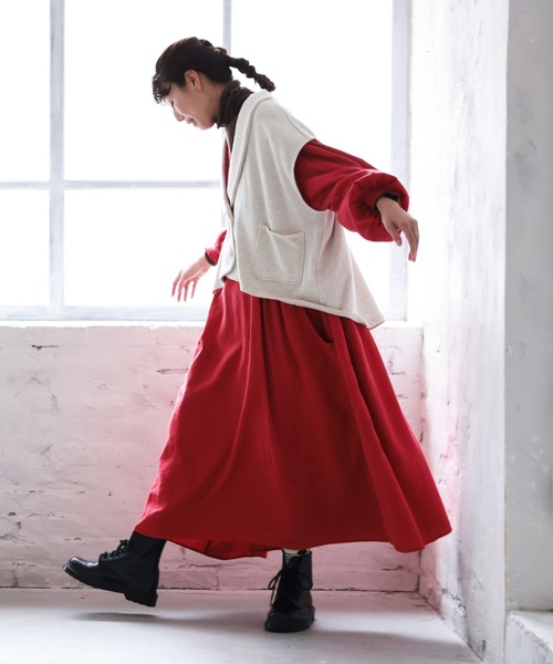 「soulberry」 長袖ワンピース M レッド レディースの画像