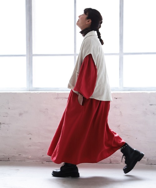 「soulberry」 長袖ワンピース M レッド レディースの画像
