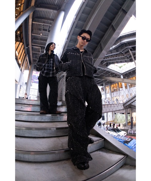 VI E DIT ワイドパンツ ジーンズ Needle Stud Random Tack Pants