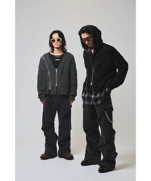 vi e dit ニードルスタッズデニム VI E DIT ワイドパンツ ジーンズ Needle Stud Random Tack Pants