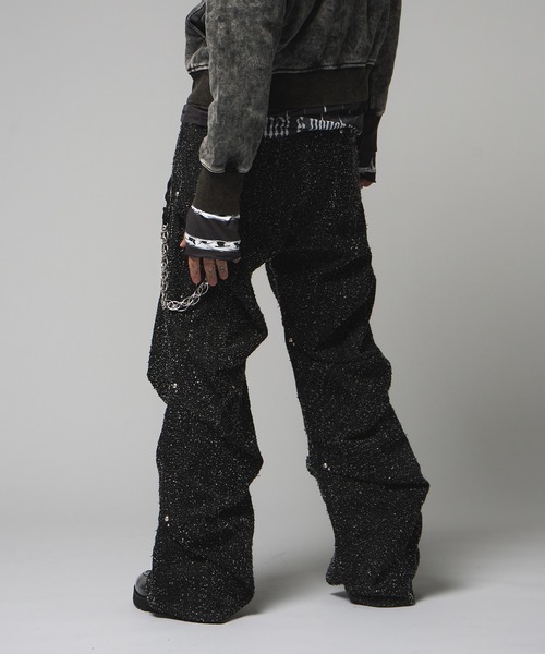 VI E DIT ワイドパンツ ジーンズ Needle Stud Random Tack Pants