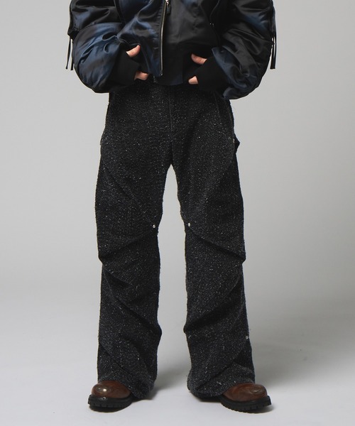 VI E DIT ワイドパンツ ジーンズ Needle Stud Random Tack Pants