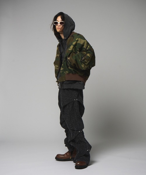 VI E DIT ワイドパンツ ジーンズ Needle Stud Random Tack Pants