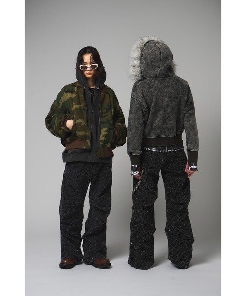 VI E DIT ワイドパンツ ジーンズ Needle Stud Random Tack Pants
